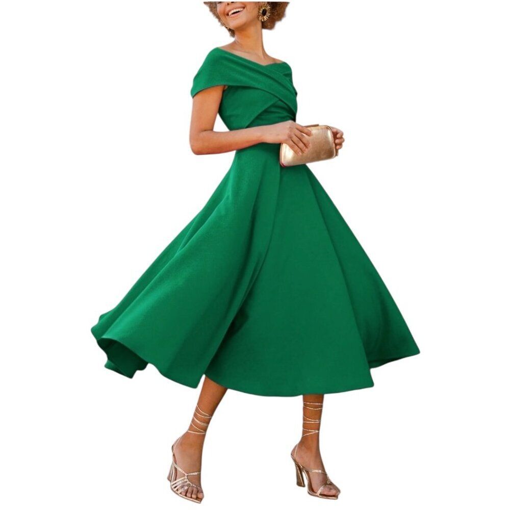 Green Off the Shoulder Cocktail Dress - Size XXL